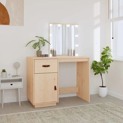 vidaXL Massives Kiefernholz Schminktisch mit LED - Schlafzimmer Schminktisch vidaXL Massives Kiefernholz Schminktisch mit LED - Schlafzimmer Schminktisch