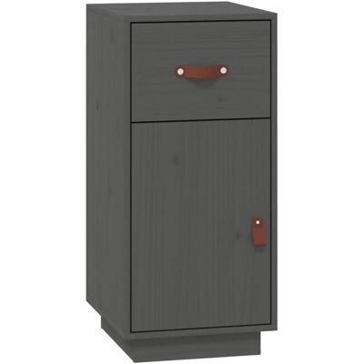 vidaXL 820124 Aparador de madera maciza de pino - Mueble, Gris, 34x40x75 cm vidaXL 820124 Aparador de madera maciza de pino - Mueble, Gris, 34x40x75 cm