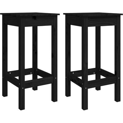 vidaXL 822141 Taburetes de madera de pino negro 2 uds - Silla vidaXL 822141 Taburetes de madera de pino negro 2 uds - Silla