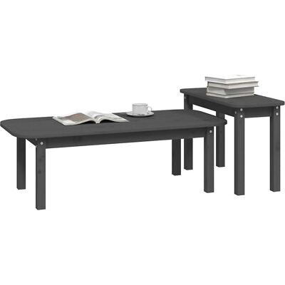 vidaXL Massives Kiefernholz Couchtisch-Set - Platzsparend Naturfinish vidaXL Massives Kiefernholz Couchtisch-Set - Platzsparend Naturfinish