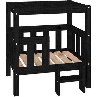 vidaXL Black Dog Bed - 65.5x43x70 cm - Solid Pine - Sturdy Frame vidaXL Black Dog Bed - 65.5x43x70 cm - Solid Pine - Sturdy Frame