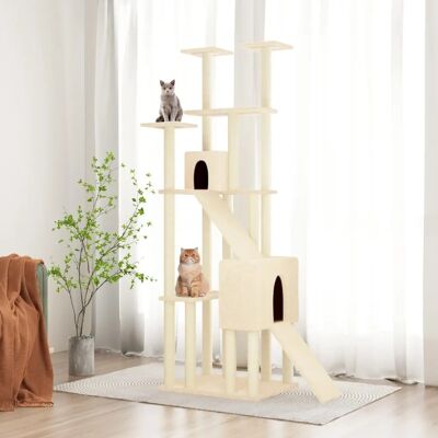 vidaXL Kattenboom met sisal krabpalen crème 190 cm - Kattenboom vidaXL Kattenboom met sisal krabpalen crème 190 cm - Kattenboom