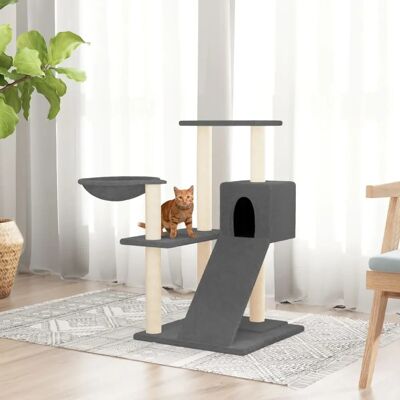 vidaXL kattenboom met sisal krabpalen donkergrijs - Kattenboom vidaXL kattenboom met sisal krabpalen donkergrijs - Kattenboom