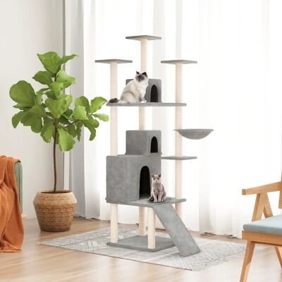 vidaXL Kattenboom met Sisal Krabpalen Lichtgrijs - Krabpaal voor Katten vidaXL Kattenboom met Sisal Krabpalen Lichtgrijs - Krabpaal voor Katten
