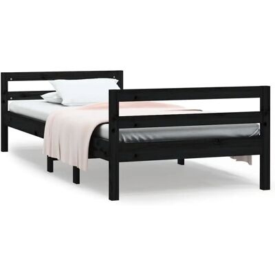 vidaXL 821643 Bettgestell - Massives Kiefernholz - Schwarz - 75x190 cm vidaXL 821643 Bettgestell - Massives Kiefernholz - Schwarz - 75x190 cm