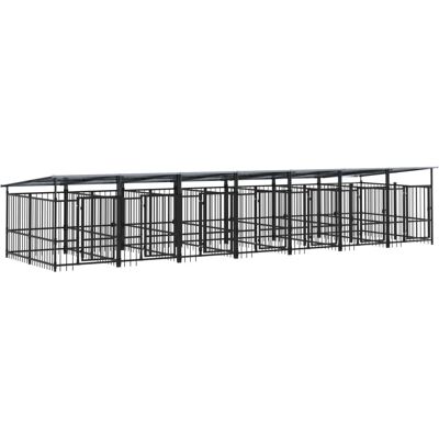 VieaXL Grande Enclos Extérieur en Acier pour Chiens - 13,14 m² VieaXL Grande Enclos Extérieur en Acier pour Chiens - 13,14 m²