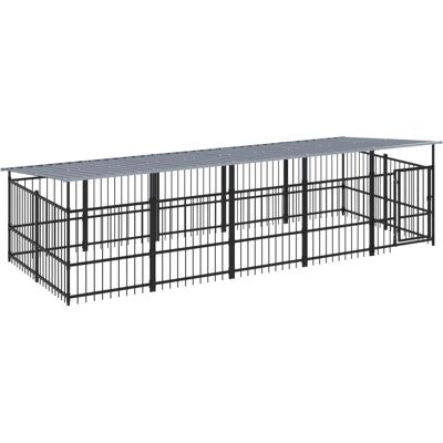 vidaXL Udendørs hundegård med tag stål 9,38 m² - Hundehytte vidaXL Udendørs hundegård med tag stål 9,38 m² - Hundehytte