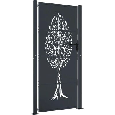 Puerta de jardín vidaXL 105x205cm Diseño árbol de acero - Puerta de jardín Puerta de jardín vidaXL 105x205cm Diseño árbol de acero - Puerta de jardín