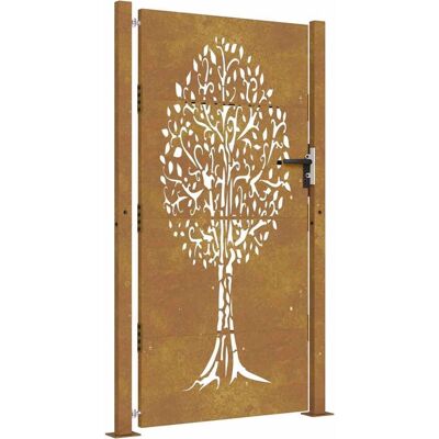 vidaXL Gartentor Zaun Panel 105x180 cm Cortenstahl Baum Design vidaXL Gartentor Zaun Panel 105x180 cm Cortenstahl Baum Design