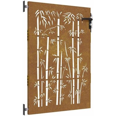Cancello da giardino in acciaio corten 85x125 cm - Design bambù - Accessori per recinzioni Cancello da giardino in acciaio corten 85x125 cm - Design bambù - Accessori per recinzioni