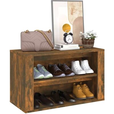 vidaXL Schuhregal Rauch Eiche 75x35x45 cm Holzwerkstoff - Schuhaufbewahrung vidaXL Schuhregal Rauch Eiche 75x35x45 cm Holzwerkstoff - Schuhaufbewahrung