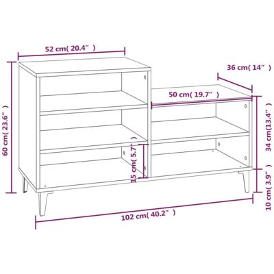 vidaXL Schuhschrank Sonoma Eiche - 102x36x60 cm - Heim Schuhorganizer vidaXL Schuhschrank Sonoma Eiche - 102x36x60 cm - Heim Schuhorganizer