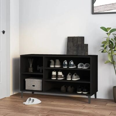 vidaXL Schwarzes Schuhschrank - Spanplatte Aufbewahrung - 102x36x60 cm vidaXL Schwarzes Schuhschrank - Spanplatte Aufbewahrung - 102x36x60 cm