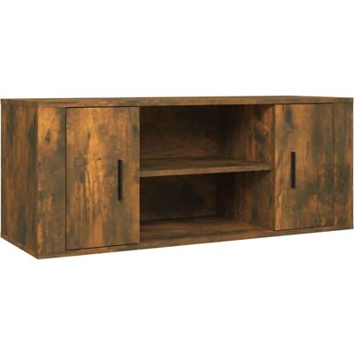 vidaXL Rauch Eiche TV-Schrank 100x35x40 cm Holzfaserplatte vidaXL Rauch Eiche TV-Schrank 100x35x40 cm Holzfaserplatte
