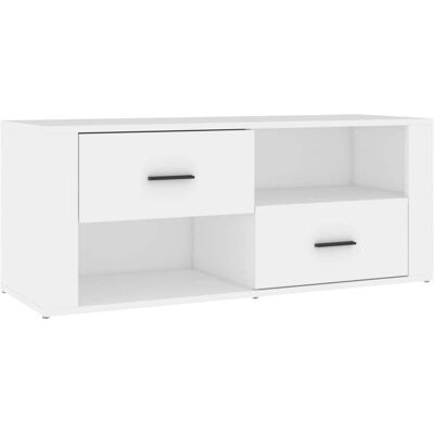 vidaXL Weißes TV-Schrank - 100x35x40cm - Sperrholz - Medienlagerung vidaXL Weißes TV-Schrank - 100x35x40cm - Sperrholz - Medienlagerung