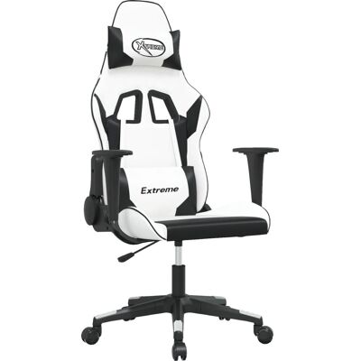 vidaXL Gaming-Stuhl - Weiß Schwarz Langlebiges Kunstleder Verstellbar 360 Grad Drehbar vidaXL Gaming-Stuhl - Weiß Schwarz Langlebiges Kunstleder Verstellbar 360 Grad Drehbar