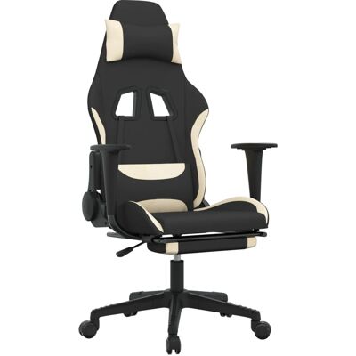 vidaXL - Gaming Stuhl mit Fußstütze - Schwarz - Creme - Gaming Stuhl vidaXL - Gaming Stuhl mit Fußstütze - Schwarz - Creme - Gaming Stuhl