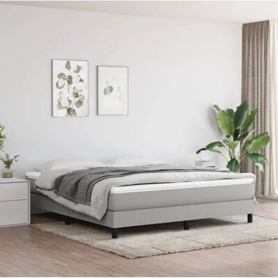 vidaXL Cama box spring em tecido cinza claro - Cama vidaXL Cama box spring em tecido cinza claro - Cama