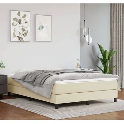 vidaXL Bettrahmen Crema Kunstleder 140x200cm vidaXL Bettrahmen Crema Kunstleder 140x200cm
