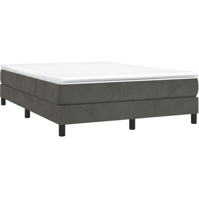vidaXL Lit à sommier en velours gris foncé 140x190cm - Lit - Publicité vidaXL Lit à sommier en velours gris foncé 140x190cm - Lit - Publicité