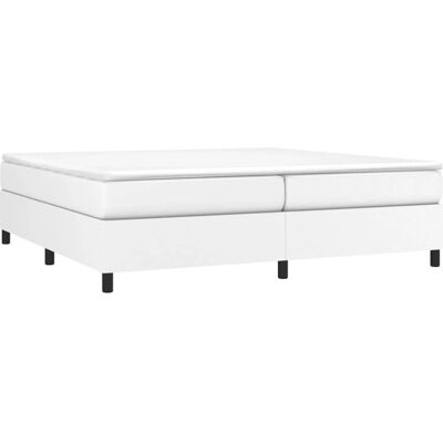 vidaXL Cama boxspring branca 200x200 cm Couro sintético - Cama vidaXL Cama boxspring branca 200x200 cm Couro sintético - Cama