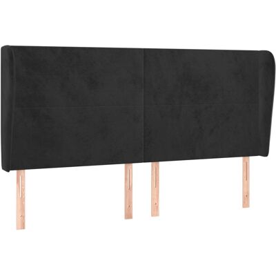 vidaXL Testiera ad Orecchio Nero - Kopfteil, Samt, 163x23x78/88 cm vidaXL Testiera ad Orecchio Nero - Kopfteil, Samt, 163x23x78/88 cm