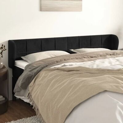 vidaXL Schwarzes Samt-Kopfteil - Verstellbar, Elegant mit Flügeln vidaXL Schwarzes Samt-Kopfteil - Verstellbar, Elegant mit Flügeln