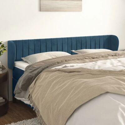 VIDAXL Dunkelblau Samtkopfteil - Mit Ohren - Elegantes Design VIDAXL Dunkelblau Samtkopfteil - Mit Ohren - Elegantes Design