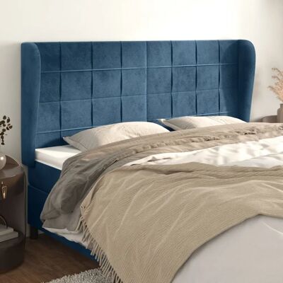 vidaXL Dunkelblauer Samtkopfteil mit Ohren - Kopfteil 183x23x118/128 cm vidaXL Dunkelblauer Samtkopfteil mit Ohren - Kopfteil 183x23x118/128 cm