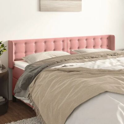 vidaXL Kopfteil mit Ohren Pink 163x16x78/88 cm Samt - Kopfteil vidaXL Kopfteil mit Ohren Pink 163x16x78/88 cm Samt - Kopfteil
