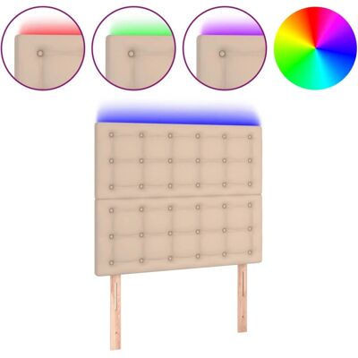 vidaXL Kopfteil Cappuccino - LED, Verstellbar, Kunstleder vidaXL Kopfteil Cappuccino - LED, Verstellbar, Kunstleder