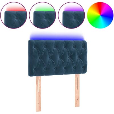 vidaXL Cabecero Azul Oscuro - Cabecero, Terciopelo, Ajustable, LED vidaXL Cabecero Azul Oscuro - Cabecero, Terciopelo, Ajustable, LED