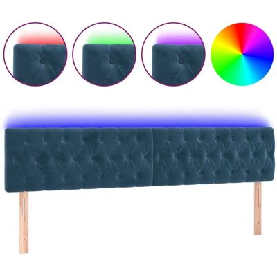 Tête de lit VidaXL - Velours Bleu Foncé - Réglable - LED Tête de lit VidaXL - Velours Bleu Foncé - Réglable - LED