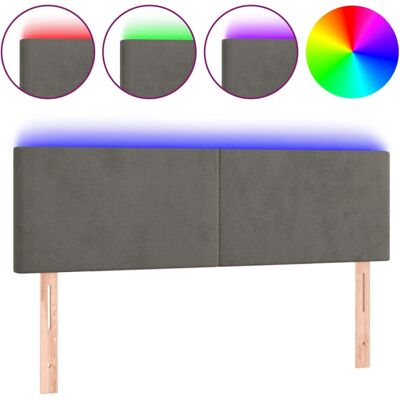 vidaXL Kopfteil - Verstellbares Dunkelgrau Samt LED - Bett 160x5x118 cm vidaXL Kopfteil - Verstellbares Dunkelgrau Samt LED - Bett 160x5x118 cm