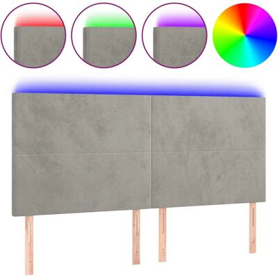 VidaXL hoofdbord - Lichtgrijs - Verstelbare LED-fluwelen bedframe VidaXL hoofdbord - Lichtgrijs - Verstelbare LED-fluwelen bedframe