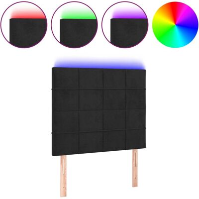 vidaXL Kopfteil mit LED-Lichtern - Schwarz - Modernes Samt-Bettkopf vidaXL Kopfteil mit LED-Lichtern - Schwarz - Modernes Samt-Bettkopf