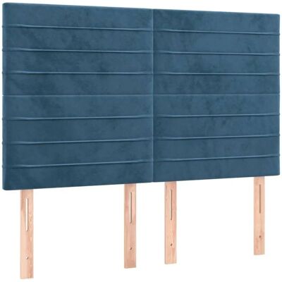 vidaXL Dunkelblau Samt LED-Kopfteil - 144x5x118/128 cm vidaXL Dunkelblau Samt LED-Kopfteil - 144x5x118/128 cm