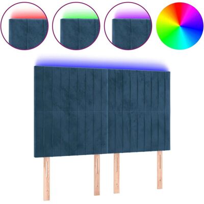 vidaXL Kopfteil mit LED-Lichtern - Dunkelblau - Kopfteil vidaXL Kopfteil mit LED-Lichtern - Dunkelblau - Kopfteil