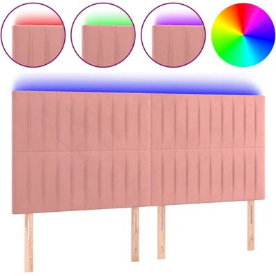 vidaXL Kopfteil Pink - Verstellbares LED-Velours-Bettpanel vidaXL Kopfteil Pink - Verstellbares LED-Velours-Bettpanel