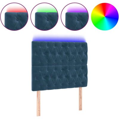 VidaXL Cabecero - Terciopelo Azul Oscuro - Luces LED - 160x7x118/128 cm VidaXL Cabecero - Terciopelo Azul Oscuro - Luces LED - 160x7x118/128 cm
