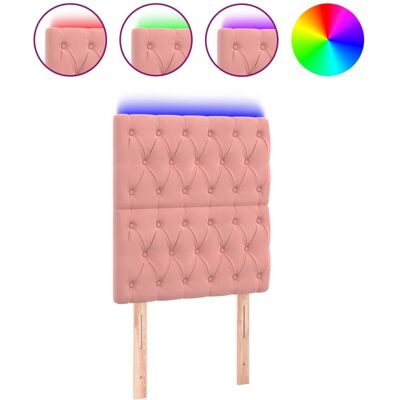 vidaXL Cabecero Rosa - Luces LED Terciopelo Altura Ajustable Diseño Moderno vidaXL Cabecero Rosa - Luces LED Terciopelo Altura Ajustable Diseño Moderno