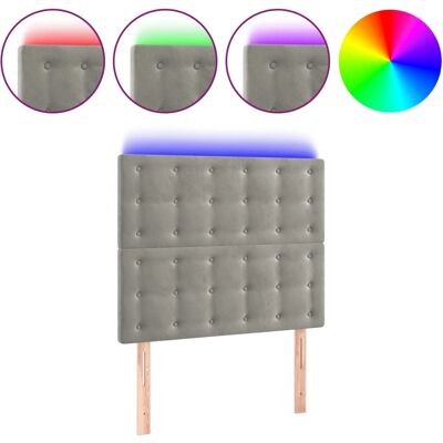 vidaXL Kopfteil - Hellgrau - Samtvel - Verstellbar - LED - Standardbett vidaXL Kopfteil - Hellgrau - Samtvel - Verstellbar - LED - Standardbett