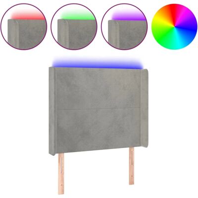 VidaXL Kopfteil - Hellgrau - Moderner Samt LED-Design VidaXL Kopfteil - Hellgrau - Moderner Samt LED-Design