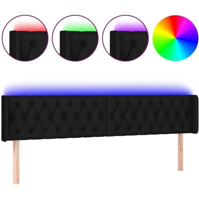 Maisonchic Modernes LED-Kopfteil - Schwarzer Stoff, 183x16x78/88 cm Maisonchic Modernes LED-Kopfteil - Schwarzer Stoff, 183x16x78/88 cm