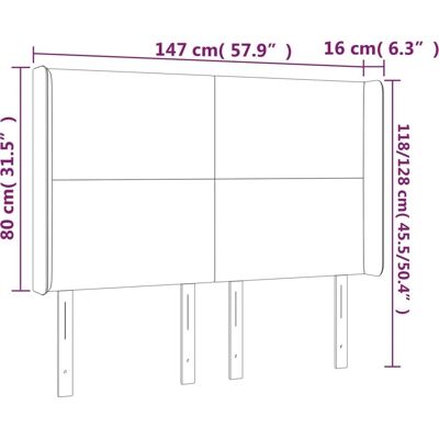 vidaXL Kopfteil mit LED, Blau, 147x16x118/128 cm vidaXL Kopfteil mit LED, Blau, 147x16x118/128 cm