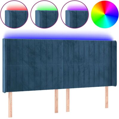 VidaXL Kopfteil Dunkelblau - LED, Samt, Verstellbar, Modern VidaXL Kopfteil Dunkelblau - LED, Samt, Verstellbar, Modern