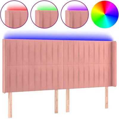 vidaXL Rosa Kopfteil - LED Samt - 183x16x118/128 cm vidaXL Rosa Kopfteil - LED Samt - 183x16x118/128 cm