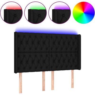 vidaXL Kopfteil mit LED, Schwarz, 147x16x118/128 cm, Stoff vidaXL Kopfteil mit LED, Schwarz, 147x16x118/128 cm, Stoff