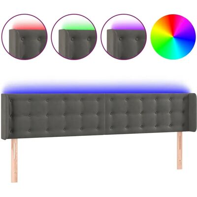 VidaXL Kopfteil - Dunkelgrau - Verstellbare LED - Weicher Samt - Modernes Design VidaXL Kopfteil - Dunkelgrau - Verstellbare LED - Weicher Samt - Modernes Design