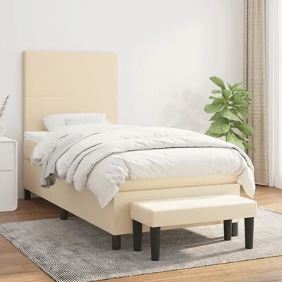 vidaXL Lit en Tissu Crème 90x190cm - Publicité vidaXL Lit en Tissu Crème 90x190cm - Publicité